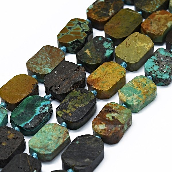 

PandaHall Natural Turquoise Beads Strands, Frosted, Rectangle, 14~17x11~13x5~6mm, Hole: 1mm, about 21~23pcs/strand, 15.75~16.14 inch...
