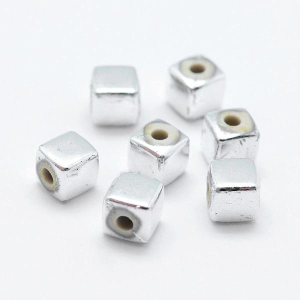 

PandaHall Plating Eco-Friendly Plastic Beads, Cube, Silver Color Plated, 4x4x4mm, Hole: 1mm, about 800pcs/500g Plastic Cube Silver