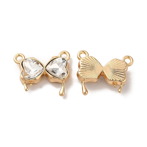

PandaHall Glass Charms, Rack Plating Golden Alloy Findings, Nickel Free, Bowknot, Clear, 14x16x4.5mm, Hole: 1.5mm Alloy+Glass Bowknot Clear