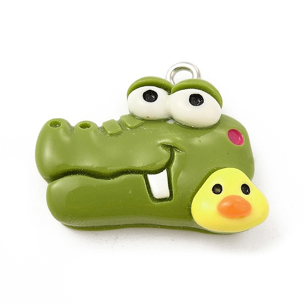 

PandaHall Opaque Resin Pendants, Cartoon Charms, with Platinum Tone Iron Loop for DIY Necklace, Sea Green, Crocodile Pattern, 21x25x7.5mm...