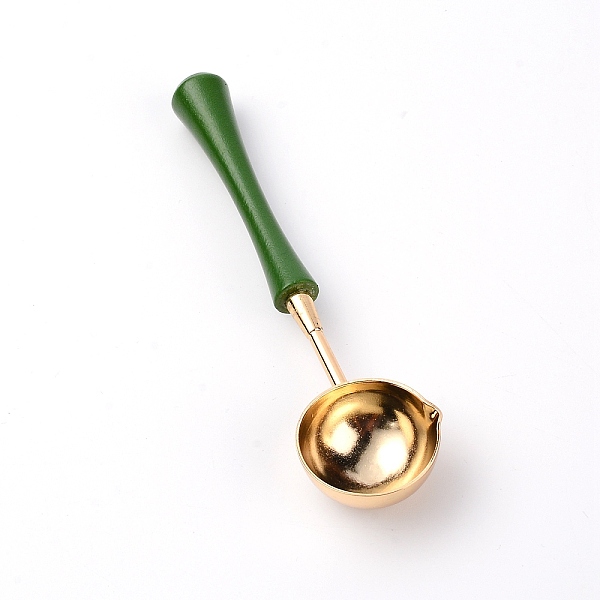 

PandaHall Brass Handle Wax Sealing Stamp Melting Spoon, with Schima Wood Handle, for Wax Seal Stamp Melting Spoon Wedding Invitations Making..., Green