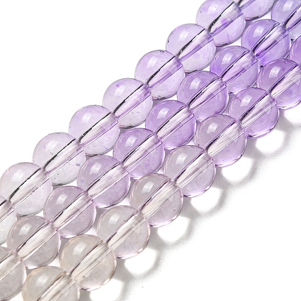 

PandaHall Dyed & Heated Synthetic Quartz Beads Strands, Gradient Color Round Beads, Lilac, 8mm, Hole: 1mm, about 55~56pcs/strand..., Purple