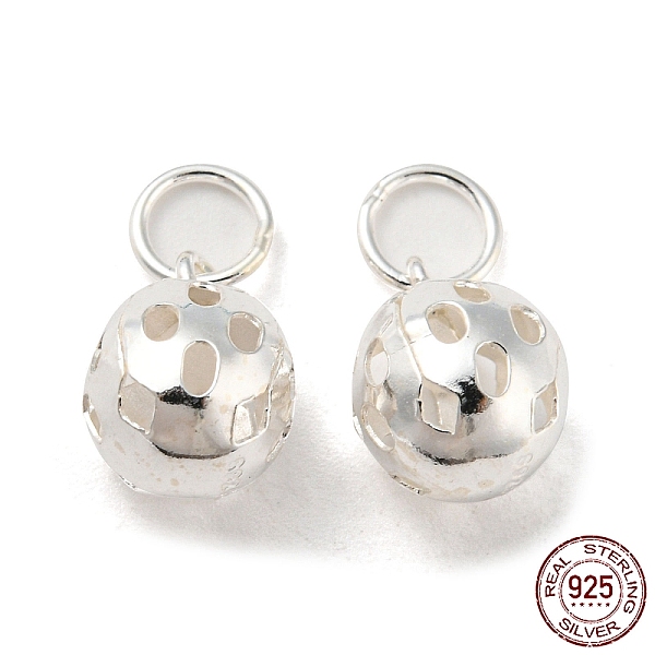 

PandaHall 925 Sterling Silver Pendants, with Jump Rings, Hollow Round Ball Charms, Silver, 11x8.5mm, Hole: 4mm Sterling Silver Round
