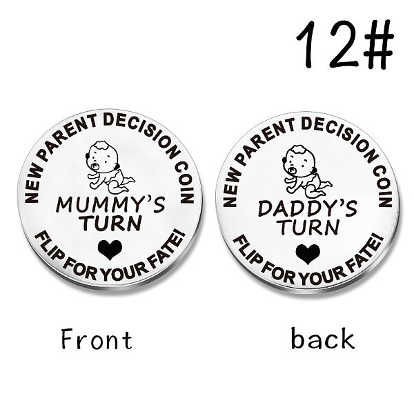 

PandaHall Stainless Steel Commemorative Coins, Double Sided, Flat Round with Pattern, Baby Pattern, 29.5x1.5mm Stainless Steel Human