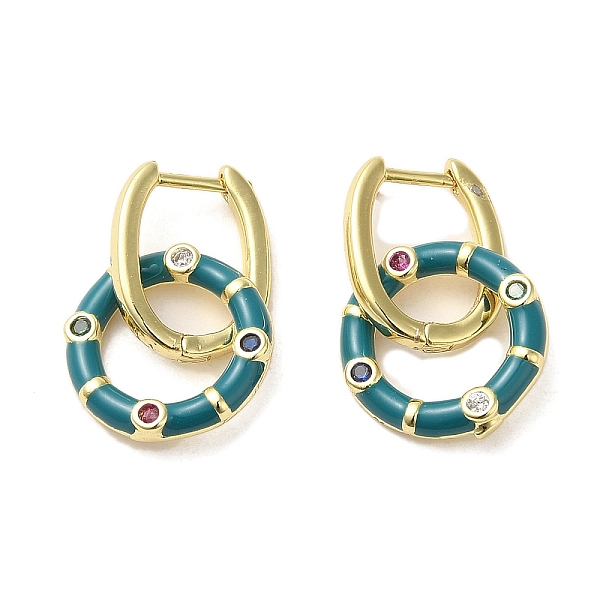 Real 18K Gold Plated Brass Ring Dangle Hoop Earrings