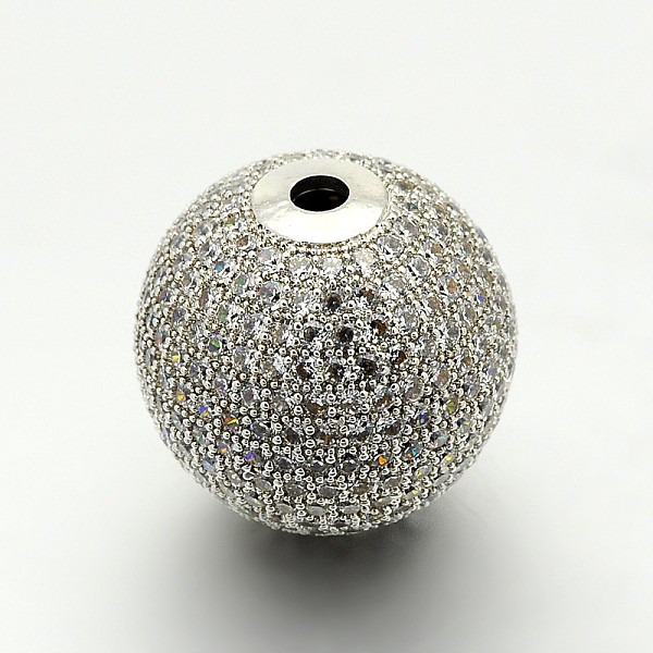 

PandaHall Brass Micro Pave Cubic Zirconia Round Beads, Cadmium Free & Lead Free, Clear, Platinum, 20mm, Hole: 3mm Brass+Cubic Zirconia Round...
