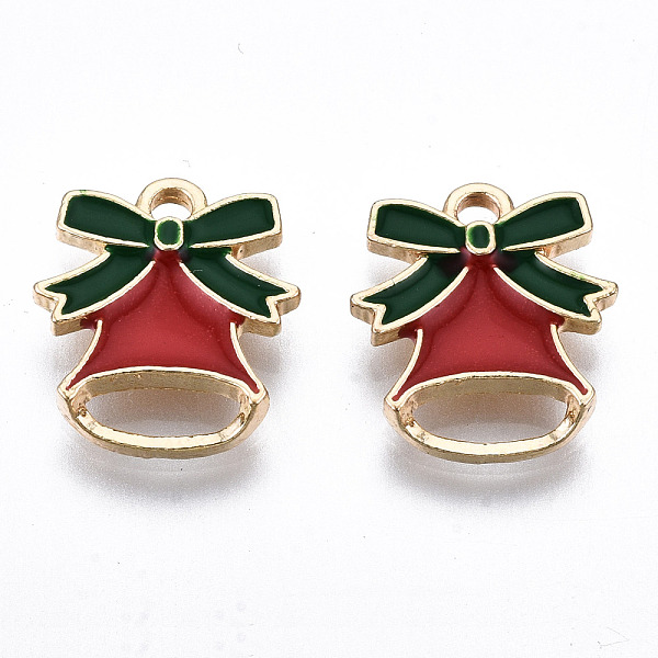 

PandaHall Light Gold Plated Alloy Enamel Pendants, Cadmium Free & Lead Free, for Christmas, Bell, Red, 16x14x2.5mm, Hole: 2mm Alloy+Enamel...