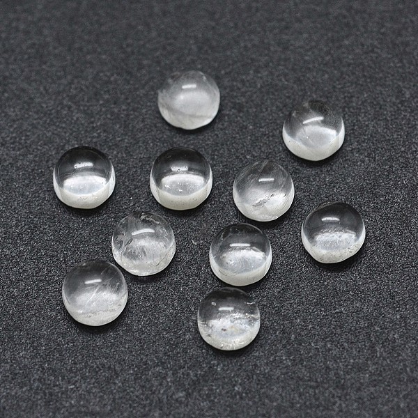 

PandaHall Natural Quartz Crystal Cabochons, Rock Crystal Cabochons, Half Round/Dome, 4x1.5~2.5mm Quartz Crystal Half Round