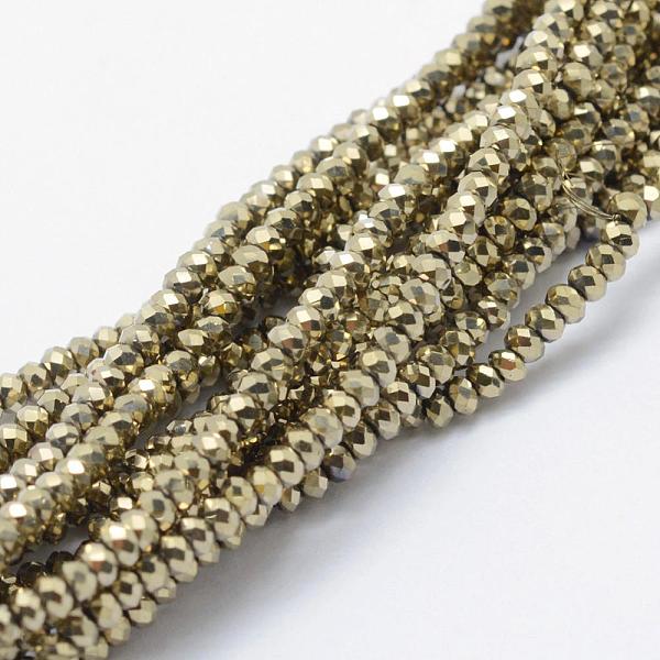 

PandaHall Electroplate Glass Beads Strands, Full Plated, Faceted, Rondelle, Antique Bronze Plated, 2.5x1.5mm, Hole: 0.5mm, about...