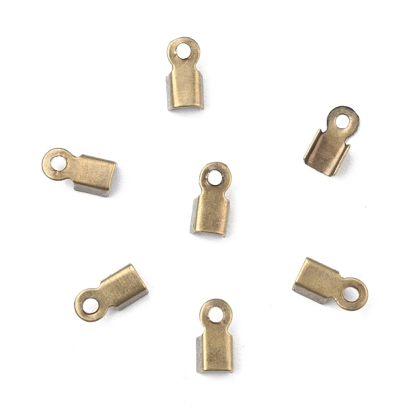 

PandaHall Iron Folding Crimp Ends, Fold Over Crimp Cord Ends, Antique Bronze, 6x3x2.3mm, Hole: 1.2mm Iron