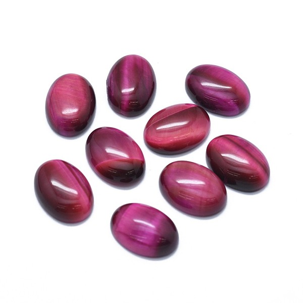 

PandaHall Natural Tiger Eye Cabochons, Dyed & Heated, Oval, Camellia, 17.5~18x13x5.5mm Tiger Eye Oval Pink