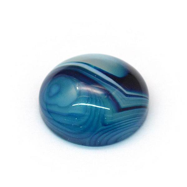 

PandaHall Dyed Natural Striped Agate/Banded Agate Cabochons, Half Round/Dome, Steel Blue, 16x6~7mm Banded Agate Half Round Blue