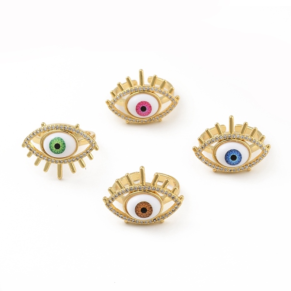 

PandaHall Cubic Zirconia Sun with Evil Eye Open Cuff Ring with Enamel, Real 18K Gold Plated Brass Jewelry for Women, Cadmium Free & Lead..., Multicolor
