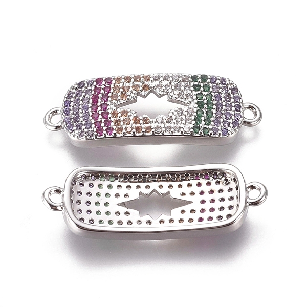 

PandaHall Brass Micro Pave Cubic Zirconia Links connectors, Rectangle, Colorful, Platinum, 9x26x2.2mm, Hole: 1.2mm Brass+Cubic Zirconia...