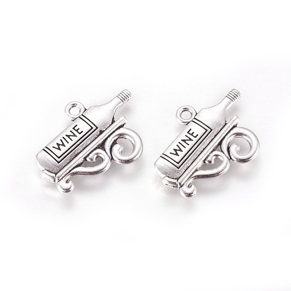 

PandaHall Tibetan Style Zinc Alloy Pendants, Wine Bottle with Word, Antique Silver, 22x16.5x2mm, Hole: 1.6mm Alloy Bottle