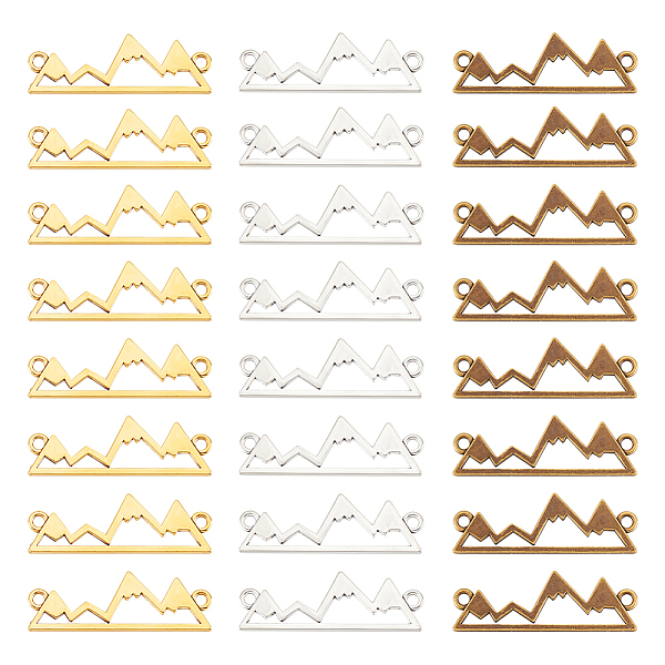 

PandaHall Unicraftale 30Pcs 3 Colors Tibetan Style Zinc Alloy Connector Charms, Hollow Mountain Links, Mixed Color, 12x37.5x1.8mm, Hole: 2mm...