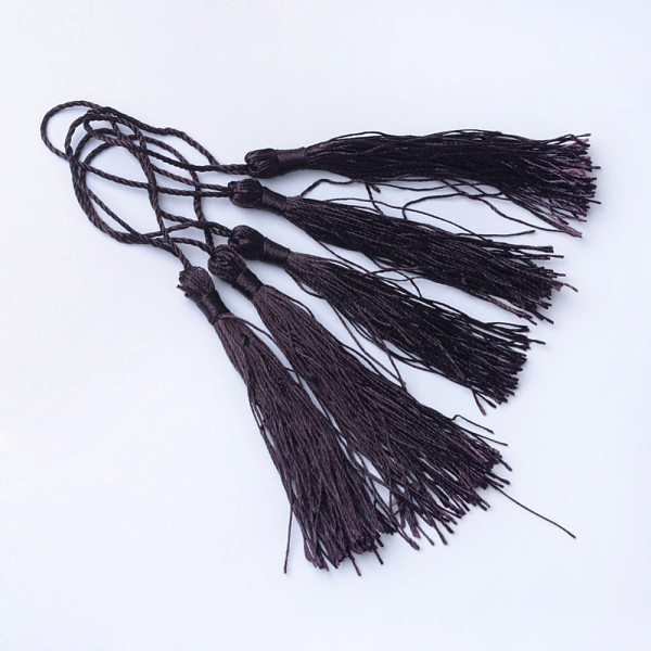 

PandaHall Polyester Tassel Decorations, Pendant Decorations, Coconut Brown, 130x6mm, Tassel: 70~90mm Polyester Brown
