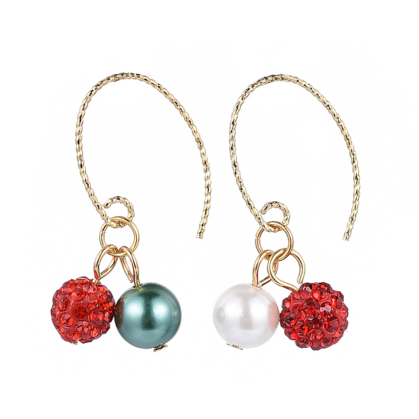 

PandaHall Dangle Earrings, with 304 Stainless Steel Jump Rings, Glass Pearl Beads and Brass Earring Findings, Golden, 33.5mm, Pin: 0.8mm..., Red