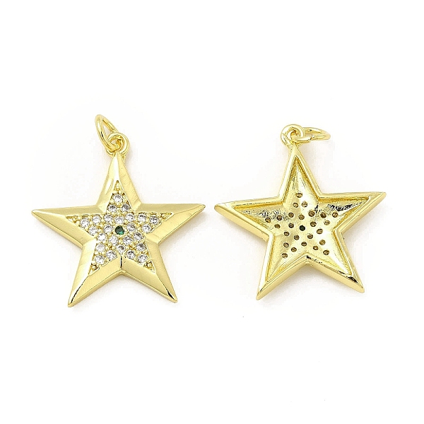 

PandaHall Brass Micro Pave Cubic Zirconia Pendants, with Jump Ring, Star Charm, Golden, 23x21.7x3.2mm, Hole: 2.5mm Brass+Cubic Zirconia Star..., Clear