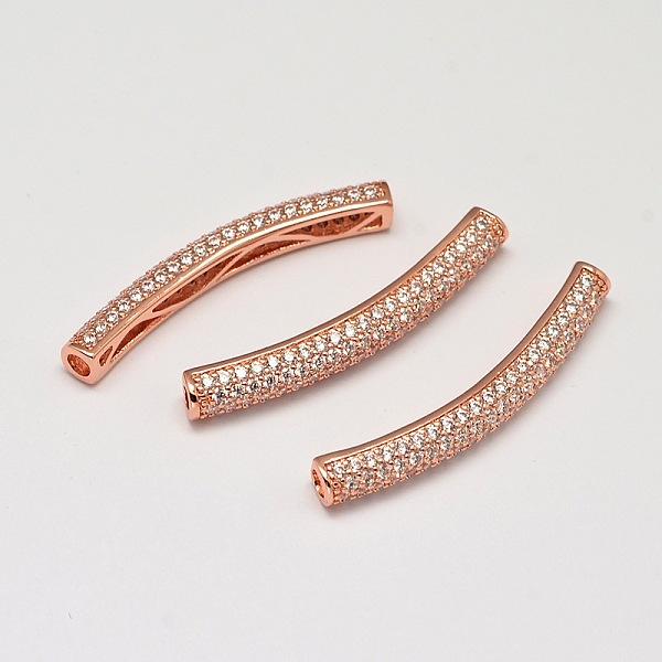 

PandaHall Hollow Tube Brass Micro Pave AAA Cubic Zirconia Beads, Cadmium Free & Nickel Free & Lead Free, Rose Gold, 36.5x4.5mm, Hole: 2mm...