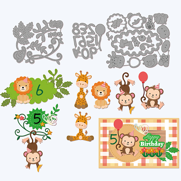 PandaHall GLOBLELAND 3Pcs Animals Cutting Dies Metal Leaves Numbers Die Cuts Embossing Stencils Template for Paper Card Making Decoration...