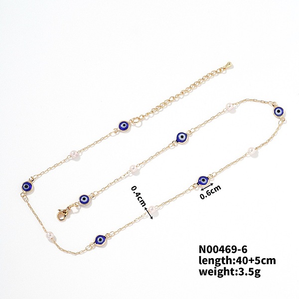 Evil Eye Brass Link Chain Necklaces Hip-hop Rock Fashion Necklace