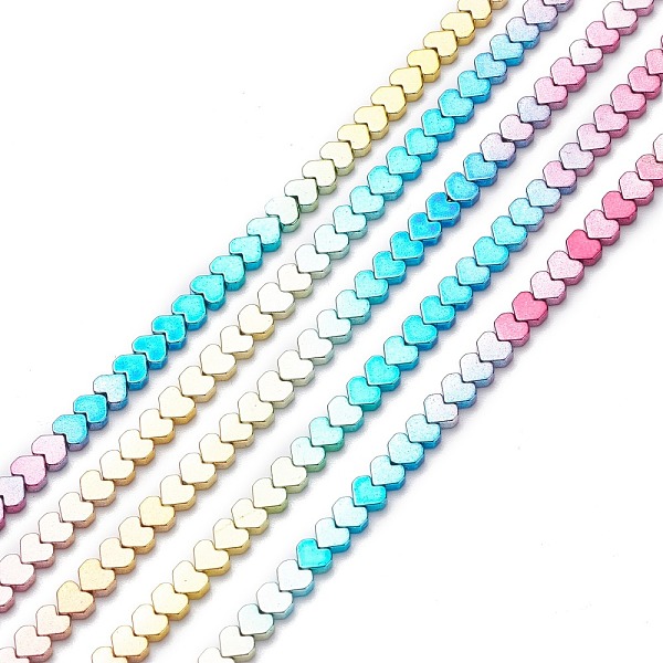 

PandaHall Rainbow Color Electroplate Non-magnetic Synthetic Hematite Beads Strands, Heart, Multi-color Plated, 6x6x3.5mm, Hole: 0.8mm, about...