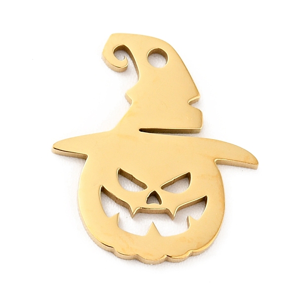 

PandaHall 201 Stainless Steel Pendants, Pumpkin with Hat, Golden, 18x15x1mm, Hole: 1.4mm 201 Stainless Steel Pumpkin