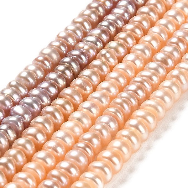 

PandaHall Natural Cultured Freshwater Pearl Beads Strands, Rondelle, Grade 3A, PeachPuff, 5~5.5x4~4.5mm, Hole: 0.8mm, about 96~100pcs/strand..., Brown