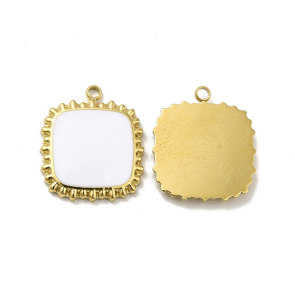 

PandaHall 304 Stainless Steel Enamel Pendants, Square, Golden, White, 15x12.5x2mm, Hole: 1.4mm Stainless Steel+Enamel Square White