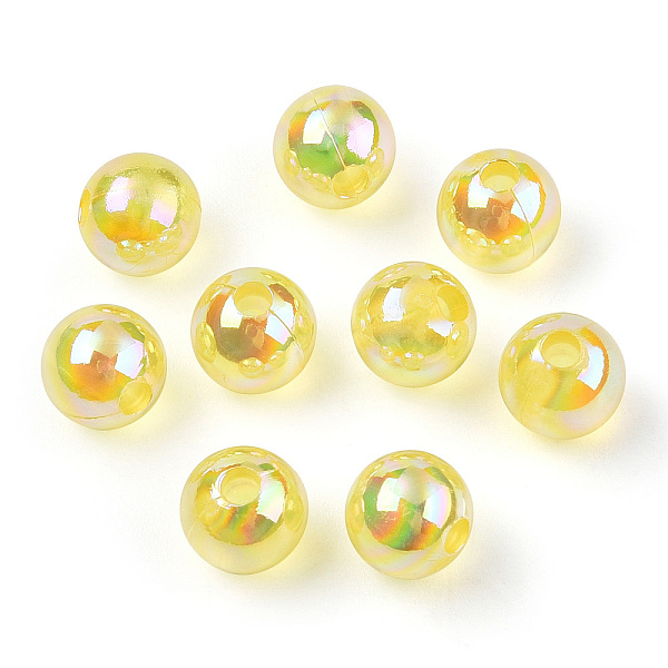

PandaHall Transparent Acrylic Beads, AB Colors Plated, Round, Champagne Yellow, 8mm, Hole: 2mm, about 2100pcs/500g Acrylic Round