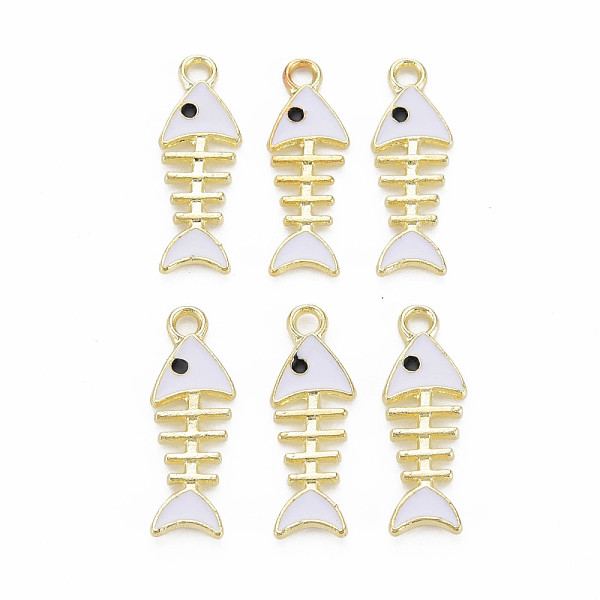

PandaHall Alloy Enamel Pendants, Light Gold, Cadmium Free & Nickel Free & Lead Free, Fishbone, White, 23x8x1.5mm, Hole: 2mm Alloy+Enamel...