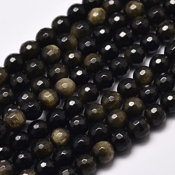 

PandaHall Faceted Round Natural Golden Sheen Obsidian Beads Strands, 6mm, Hole: 1mm, about 64pcs/strand, 15.4 inch Golden Sheen Obsidian...
