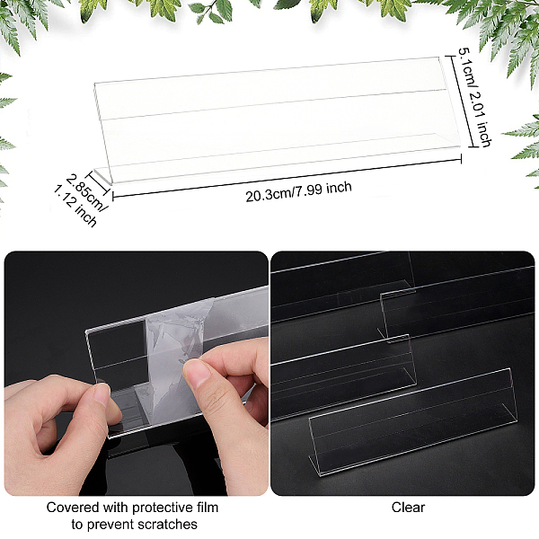 BENECREAT 22 Pack Acrylic Display Stands Name Plates For Desks 20x2.9x5cm Clear Back Sign Holder Stand For Table Display