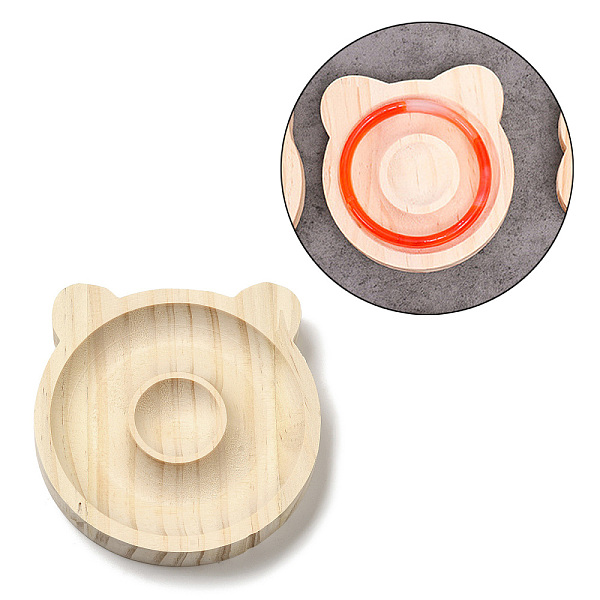 

PandaHall Beech Wooden Bangle & Bracelet & Finger Ring & Beads Display Holder Tray, Bear, 9.9x9.5x1.5cm Wood Bear