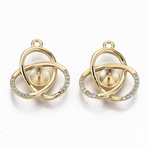 

PandaHall Brass Micro Pave Clear Cubic Zirconia Peg Bails Pendants, for Half Drilled Bead, Nickel Free, Real 18K Gold Plated, 19x17.5x4mm...