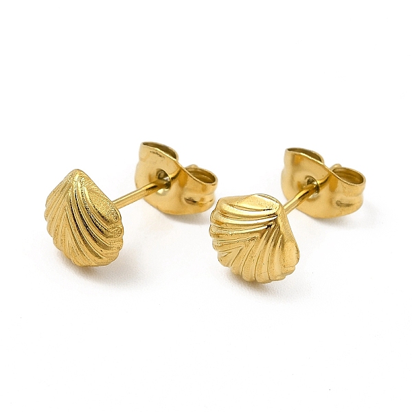 

PandaHall Ion Plating(IP) 304 Stainless Steel Shell Shape Stud Earrings for Women, Real 18K Gold Plated, 7x7mm, Pin: 0.8mm 304 Stainless...