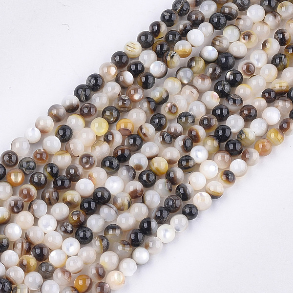 

PandaHall Black Lip Shell Beads Strands, Round, Black, 3.5~4mm, Hole: 0.7mm, about 96pcs/strand, 15.3 inch Black Lip Shell Round Black