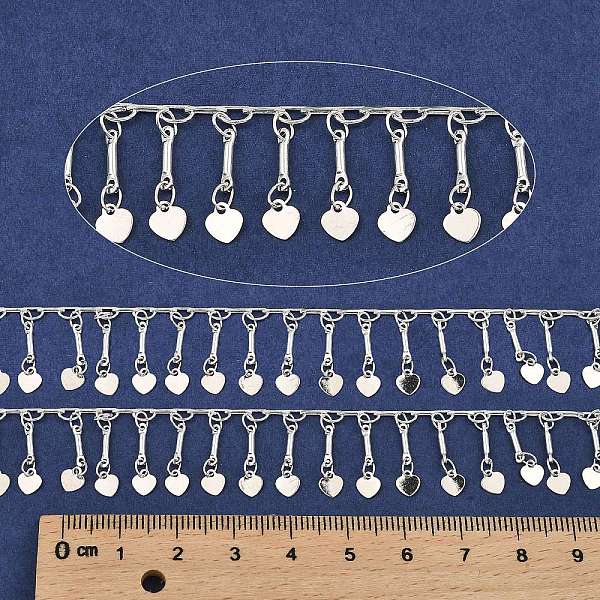 

PandaHall Rack Plating Brass Link Chains, with Heart Charms, Long-Lasting Plated, Soldered, with Spool, Silver, 8x2x1mm, about 32.81 Feet...