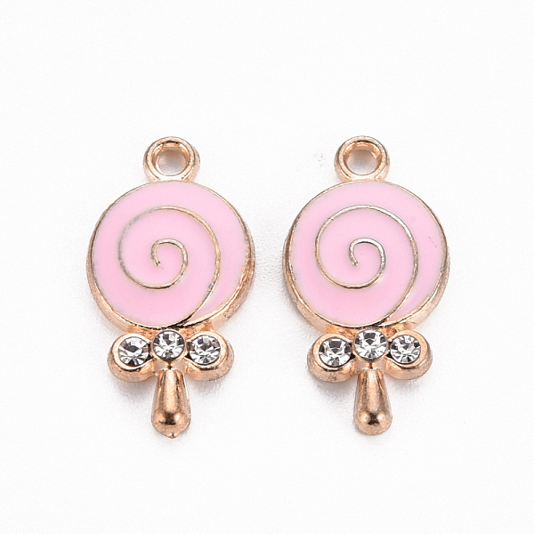 

PandaHall Alloy Pendants, Cadmium Free & Lead Free, with Enamel and Rhinestone, Lollipop, Light Gold, Crystal, Pink, 18x9.5x3mm, Hole: 1.5mm...