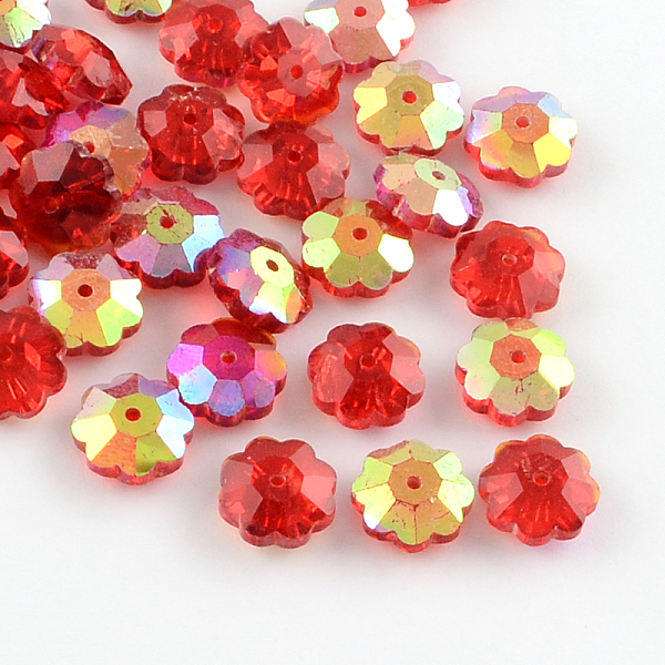 Ab-couleur Des Fleurs Plaqué Perles De Verre Transparent