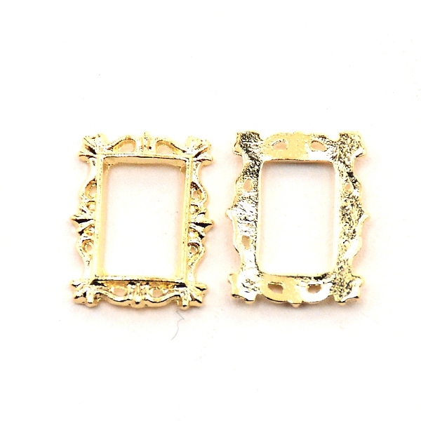 

PandaHall Alloy Nail Alloy Photo Frame Design, 3D Retro Hollow Nail Art Decoration Patch, Rectangle, Light Gold, 13x10x1mm Alloy Rectangle