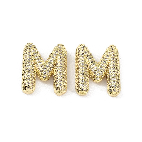 

PandaHall Brass Micro Pave Clear Cubic Zirconia Pendants, Letter M, 26.5x23.5x6mm, hole: 3.5x2mm Brass+Cubic Zirconia Letter M Clear