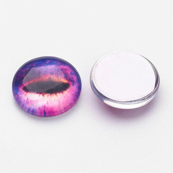 

PandaHall Half Round/Dome Dragon Eye Printed Glass Cabochons, Slate Blue, 12x4mm Glass Half Round Blue