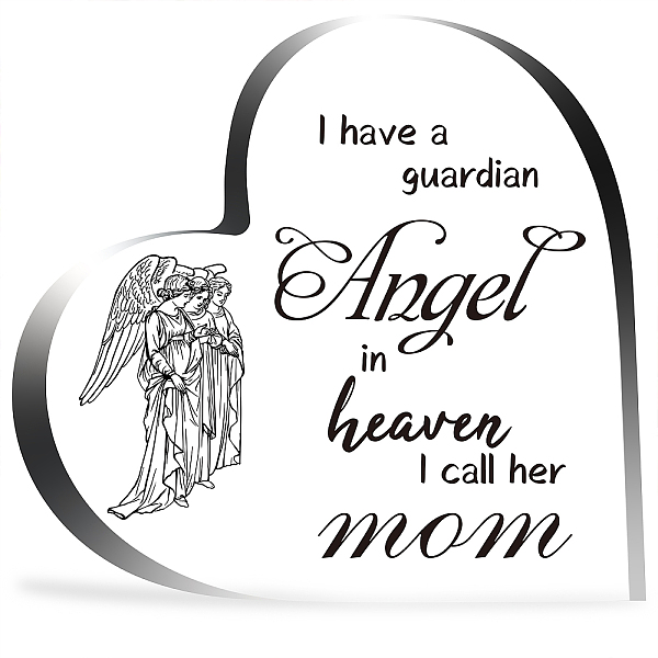 

PandaHall CREATCABIN Acrylic Heart Memorial Gift I Have Guardian Angel In Heaven I Call Her Mom Sympathy Bereavement Condolence Sentimental...