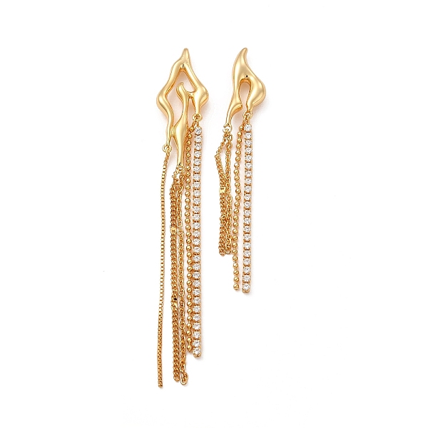 

PandaHall Clear Cubic Zirconia Star Chandelier Earrings, Rack Plating Brass Chain Tassel Asymmetrical Earrings for Women, Cadmium Free &...