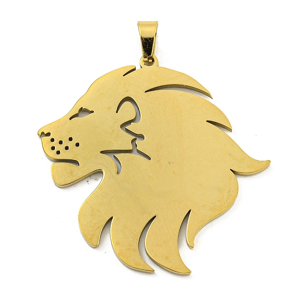 

PandaHall 304 Stainless Steel Pendants, Laser Cut, Lion Charm, Golden, 35x36x1.5mm, Hole: 6x3mm 304 Stainless Steel Lion