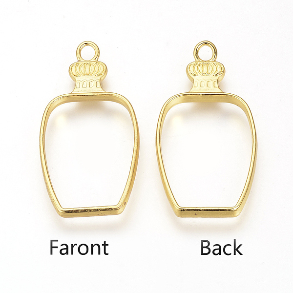 

PandaHall Alloy Open Back Bezel Pendants, For DIY UV Resin, Epoxy Resin, Pressed Flower Jewelry, Perfume Bottle, Golden, 41x21.5x3mm, Hole...