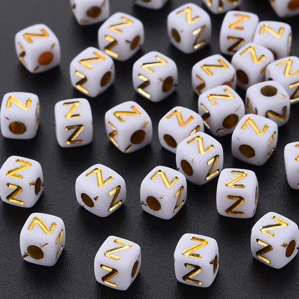 

PandaHall Opaque White Acrylic Beads, Metal Enlaced, Cube with Letters, Letter.Z, 4.5mm, Hole: 2mm, about 5000pcs/500g Acrylic Letter Z...