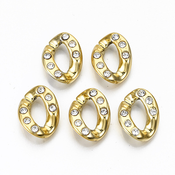 

PandaHall CCB Plastic Linkings Rings, Quick Link Connectors, with Crystal Rhinestone, For Jewelry Cross Chains Making, Twist, Golden..., Clear